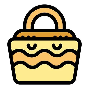 Empty picnic basket with wavy pattern and handle showing relaxation Illustration