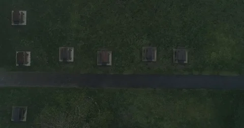 Empty picnic park at after sunset - Top view Stock Footage 120658922
