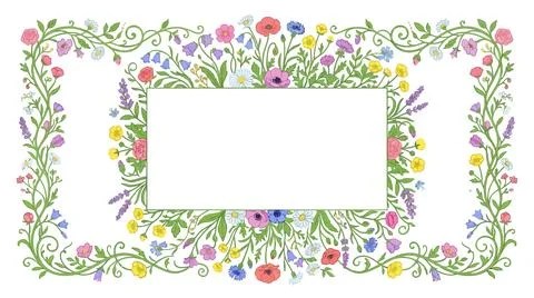 Empty picture frame with decorative floral border Stock-Illustration