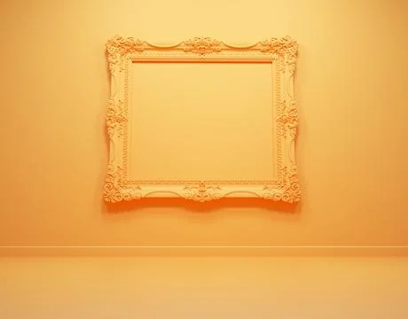 Empty picture frame on yellow background. Stock Illustration