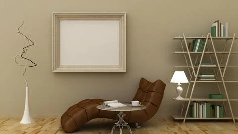 Empty picture frames in classic interior background on the decorative paint.. Foto stock