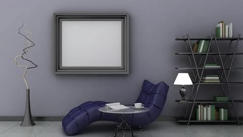 Empty picture frames in classic interior background on the decorative paint.. Foto stock