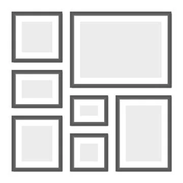 Empty Picture Frames Set on White Background. Vector 스톡 일러스트