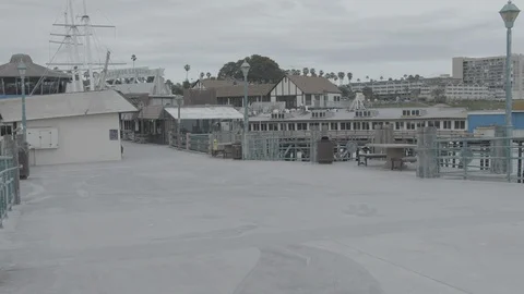 Empty Pier. Abandoned city during coronavirus quarantine. Raw color 스톡 동영상 127122376