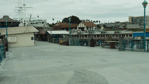 Empty Pier. Abandoned city during coronavirus quarantine. Full color Stock Footage 127122444