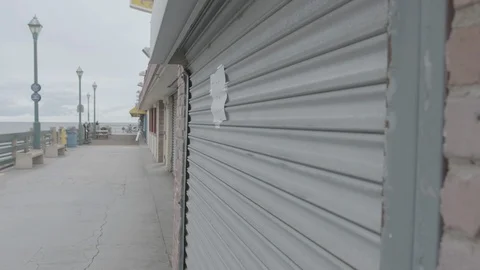 Empty Pier. Abandoned city during coronavirus quarantine. Raw color Stock Footage 127122473