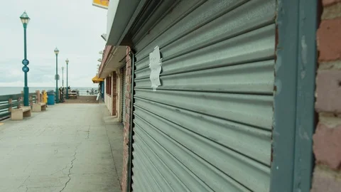 Empty Pier. Abandoned city during coronavirus quarantine. Full color Stock Footage 127122515
