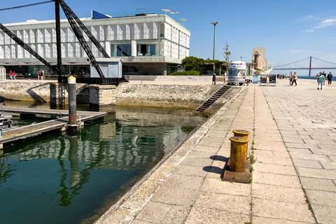 Empty pier of Doca do Bom Sucesso in Lisbon Stock Photos