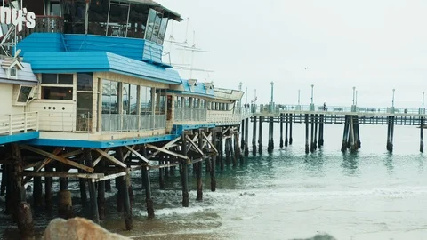 Empty Pier. Empty city during coronavirus quarantine. Full color Stock Footage 127123304