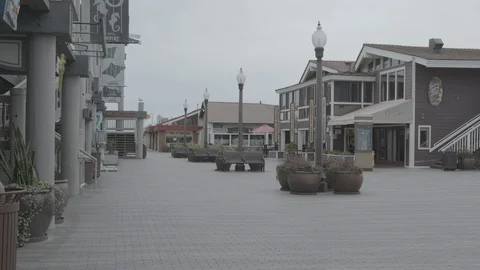 Empty Pier. Empty city during coronavirus quarantine. Raw color Stock Footage 127123604