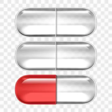 Empty Pills Capsules Isolated On Transparent Back Stock Illustration