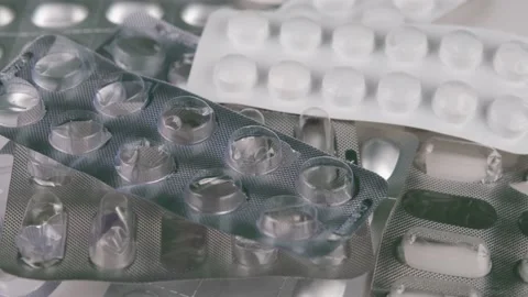 Empty pills packages Stock Footage 236005966