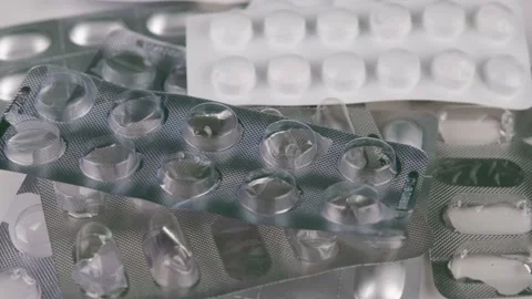 Empty pills packages Stock Footage 236006144