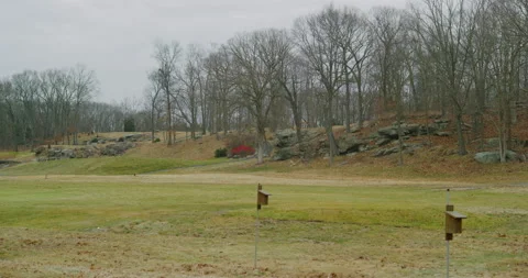 Empty Pine Orchard Golf Course During Winter Time In Branford, Connecticut Stock Footage 151194904
