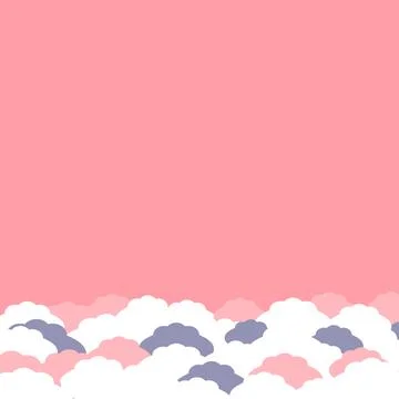 Empty pink background with abstract fluffy white and pink clouds. Stock Illustration