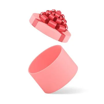 Empty pink gift box with open cap for holiday present packing realistic vecto Illustrazione stock