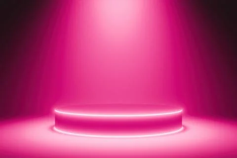 Empty pink illuminated studio podium stage background for product display Stock Illustration