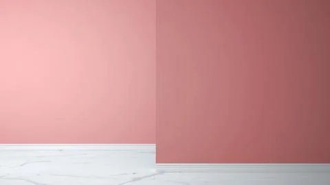 Empty pink interior with marble floor with foreground wall, concept architect Stock Illustration