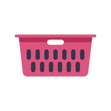 Empty pink laundry basket isolated on white background Stock Illustration