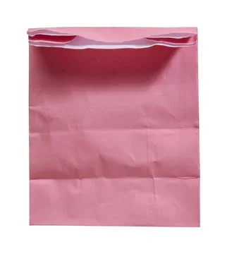 Empty pink paper bag on isolated background Stock Photos