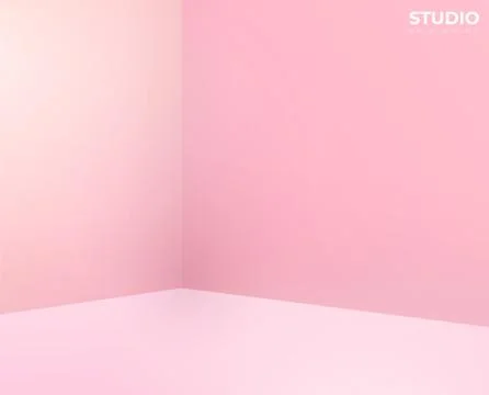 Empty pink studio room, used as background for display your products - Vector Stock Illustration