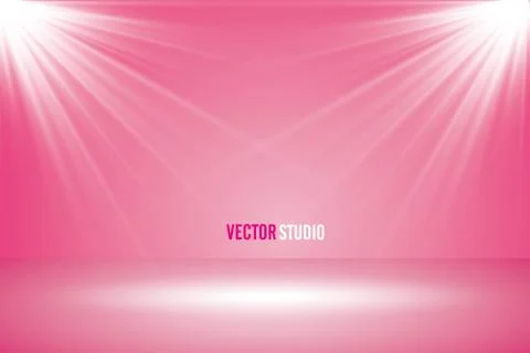 Empty pink studio room, used as background for display your products - Vector Stock Illustration