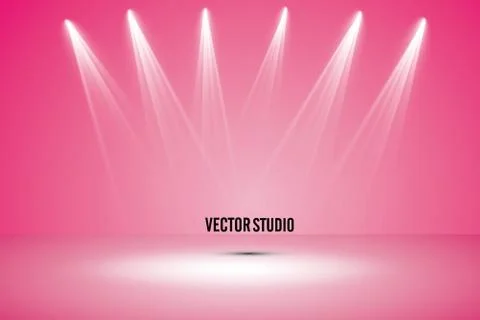 Empty pink studio room, used as background for display your products - Vector Stock Illustration