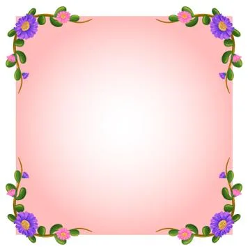 An empty pink template with floral margin Illustrazione stock