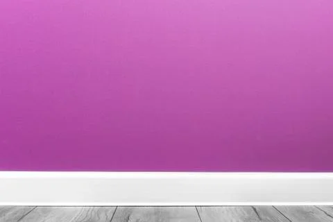 Empty pink wall with white plinth and laminate Stock Photos
