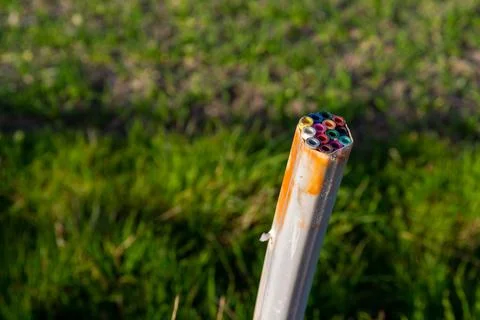 Empty pipe for fiber optic cable outside Stock Photos