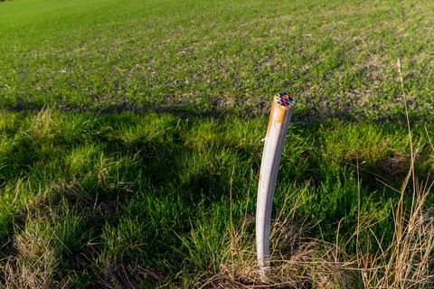 Empty pipe for fiber optic cable outside Stock Photos