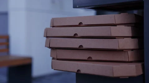 Empty pizza boxes are in the trash Stock Footage 265062580