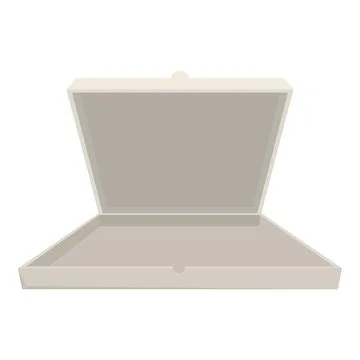 Empty pizza cardboard box opened up on white background Illustrazione stock