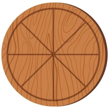 Empty pizza cutting board with sections wooden texture and serving round shap Stock Illustration