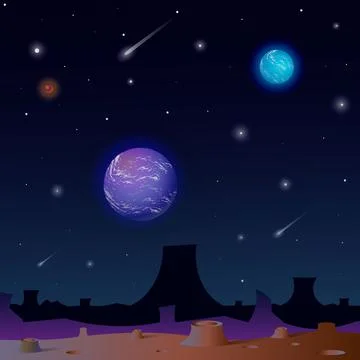 Empty Planet in Open Space. Distant world in space. Vector Illustration Stock Illustration