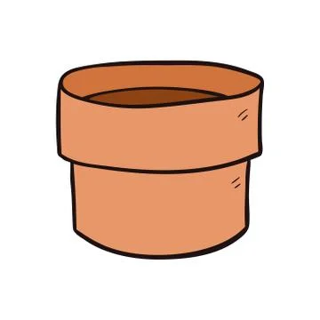 Empty plant pot cartoon vector and illustration, hand drawn style, isolated on Stock Illustration
