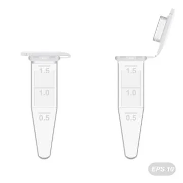 Empty plastic 1.8 ml Eppendorf tubes Stock Illustration