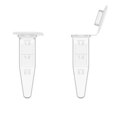 Empty plastic 1.8 ml Eppendorf tubes Ilustración de archivo