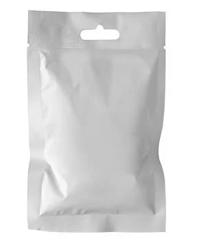 Empty plastic bag perfect for coffee, tea, snack, spices, or other food pro.. Stock Photos