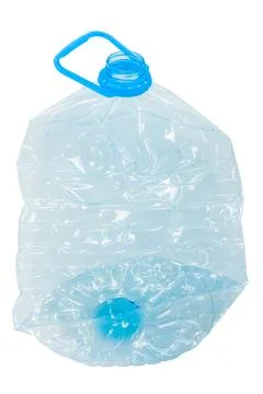Empty plastic blue bottle  isolated on white background Foto stock