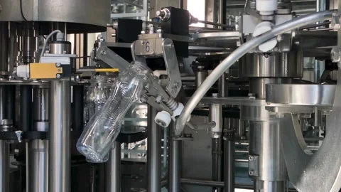Empty Plastic bottle at Water bottling factory line up in processing mineral Stock Footage 334587483
