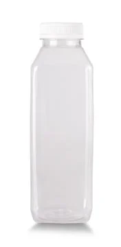 Empty plastic bottle with white cap isolated Stock Photos