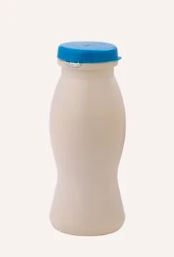 Empty plastic bottle of yoghurt or milk Stock Photos
