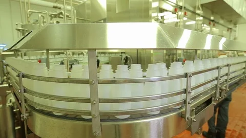 Empty plastic bottles. On conveyor belt in plant B Stock Footage 102185427