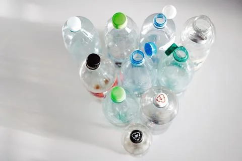 Empty plastic bottles with a lid Stock Photos