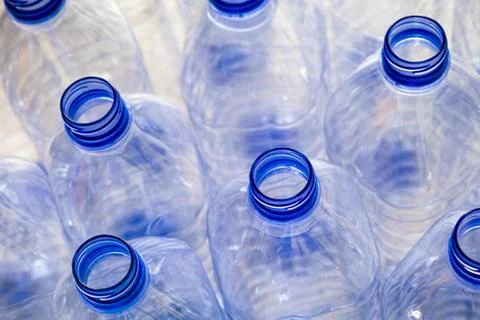 Empty plastic bottles.  Top view. Stock Photos