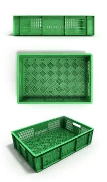 Empty plastic box 3d render on white Stock Illustration