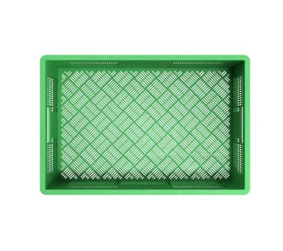 Empty plastic box top view without shadow 3d render on white Stock Illustration