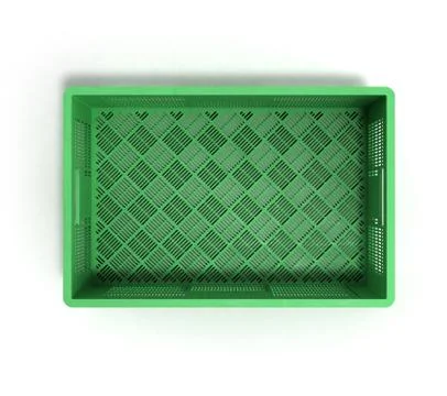 Empty plastic box top view 3d render on white Stock Illustration