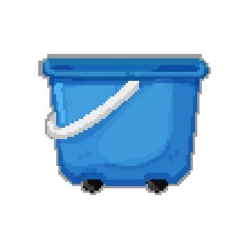 Empty plastic bucket container pixel art vector illustration Illustration